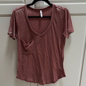 Z Supply Short Sleeve V-Neck Tee - Dusty Rose